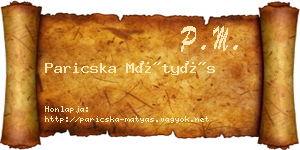 Paricska Mátyás névjegykártya